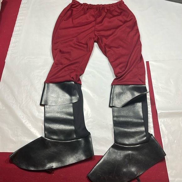 Pirate PANTS burgundy BLACK BOOT COVERS older boys stretchy waist 21”inseam pant - Picture 1 of 9